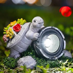 Solar Garden Decorations - 9X6.5X6 Inch Turtle Solar Lights Outdoor, Waterproof Solar Powered Animal Garden Statues with LED Lights, A Great Gift for Garden Lovers, Yard, Patio, and Pathway Decoration