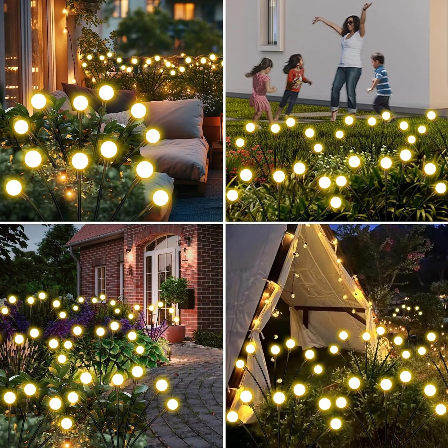 Solar Garden Lights Outdoor, 4 Pack Firefly Swaying Lights, Waterproof Garden Decor for Yard Patio Pathway Lawn, Gardening Gifts for Women Christmas Decoration