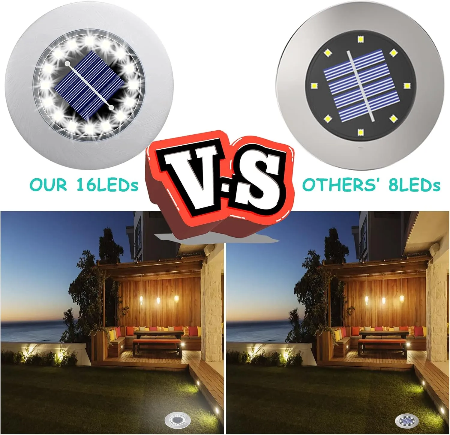 Solar Ground Lights-Waterproof Solar Lights Outdoor Garden- Solarr Disk Light-Upgraded 16LED Bright in-Ground Light-Landscape Lighting for Pathway, Yard, Lawn, Patio, Walkway (12 Pack White Light)