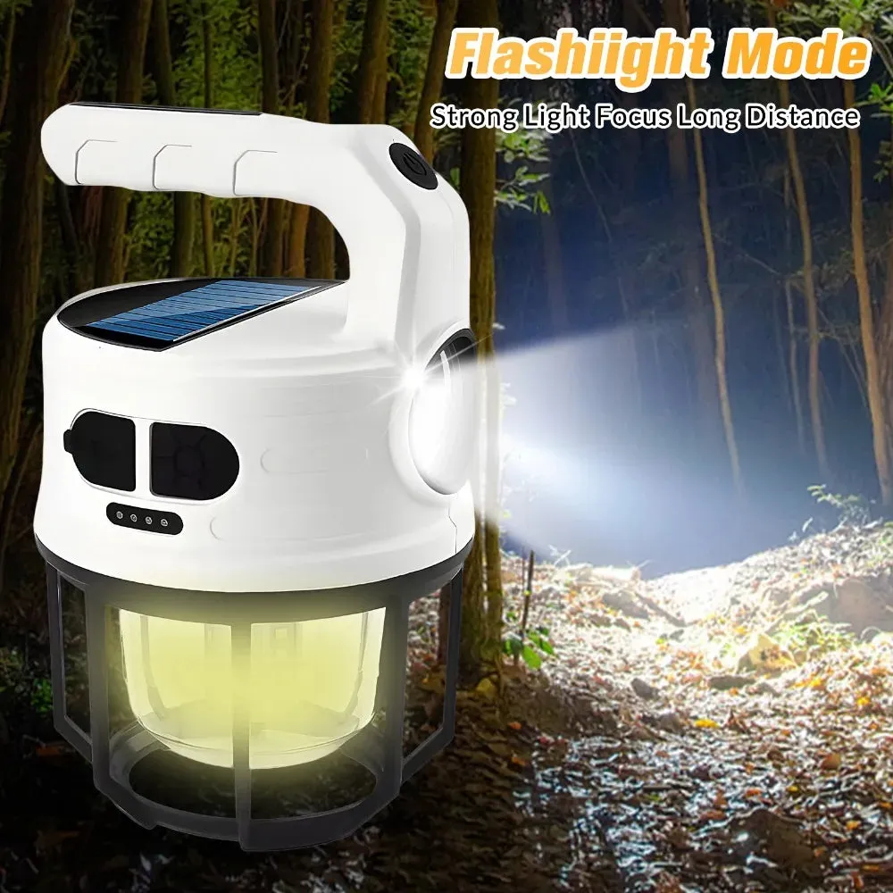 Solar LED Camping Light with USB Charging and Hook
