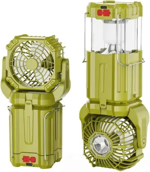 Solar LED Strong Light Outdoor Fan Lantern, Solar Camping Fan with Light, Camping Fan Solar Powered, Emergency Hanging Lights for Tents Power Outage Hurricanes Camping Gear (Green)