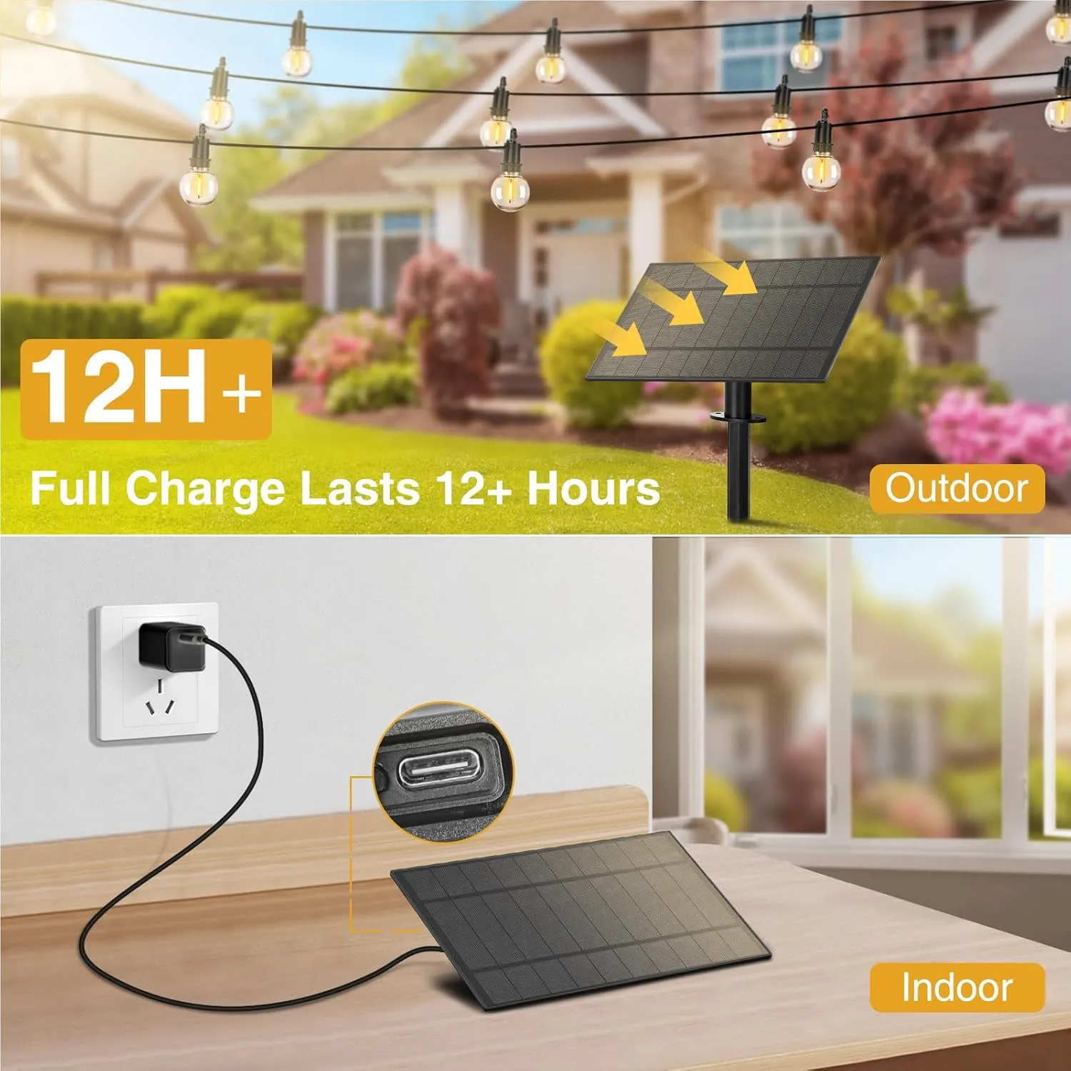 Solar Light Outdoor String Lights Waterproof 100FT G40 Patio lights Solar Powered with Remote & USB Port 30 2 LED Shatterproof Bulbs 3 Light Modes, Dimmable Solar Lights for Camping for Porch Backyard