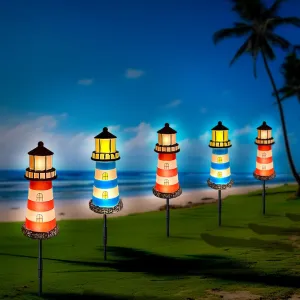 Solar Lighthouse Outdoor Garden,YY Gardenia The Lighthouse Gifts for Women,Pack 5 Lighthouses Solar Garden Lights Outdoor Waterproof
