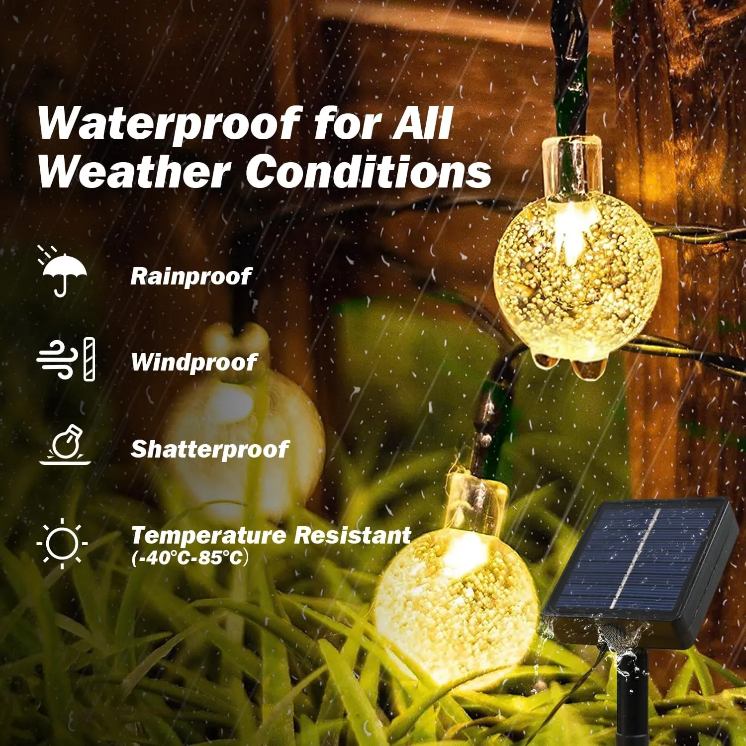 Solar Lights Outdoor Waterproof, 2 Pack Total 120LED 72FT Solar String Lights for Outside with 8 Modes, Outdoor String Lights Crystal Globe Patio Lights for Garden Yard Party Decor (Warm White)