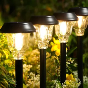 Solar Lights Outdoor Waterproof, Glass Metal Solar Pathway Lights, 6 Pack Outdoor Solar Lights for Garden Yard Driveway, Brown