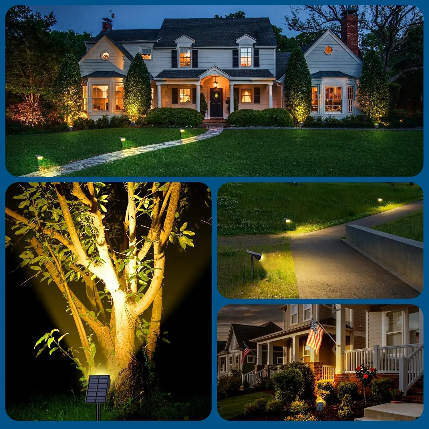 Solar Lights Outdoor Waterproof IP65, [12 Pack/4 Modes] Spot Solar Light for Outside, Dusk to Dawn LED Solar Powered Yard Garden Landscape Lighting Spotlights for Path Patio Walkway, Warm White