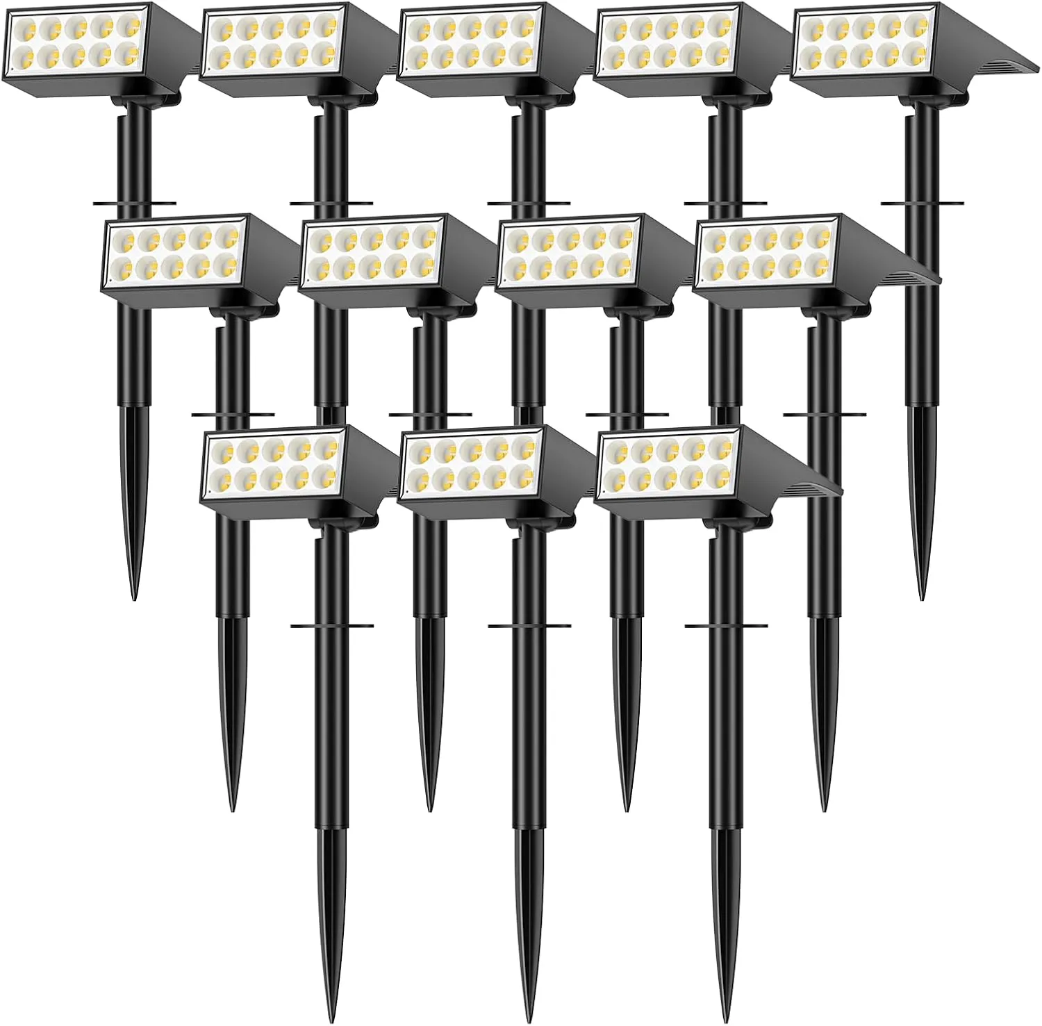 Solar Lights Outdoor Waterproof IP65, [12 Pack/4 Modes] Spot Solar Light for Outside, Dusk to Dawn LED Solar Powered Yard Garden Landscape Lighting Spotlights for Path Patio Walkway, Warm White