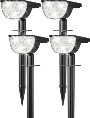 Solar Lights Outdoor Waterproof IP65, 76 LED 3 Lighting Modes Solar Spot Lights Outdoor Yard Garden Landscape Pathway (Cool White, 4 Pack)