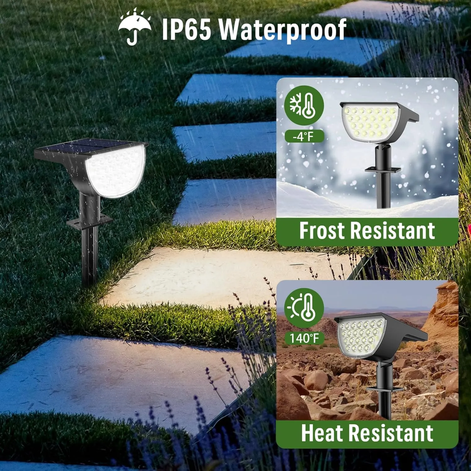 Solar Lights Outdoor Waterproof IP65, 76 LED 3 Lighting Modes Solar Spot Lights Outdoor Yard Garden Landscape Pathway (Cool White, 4 Pack)