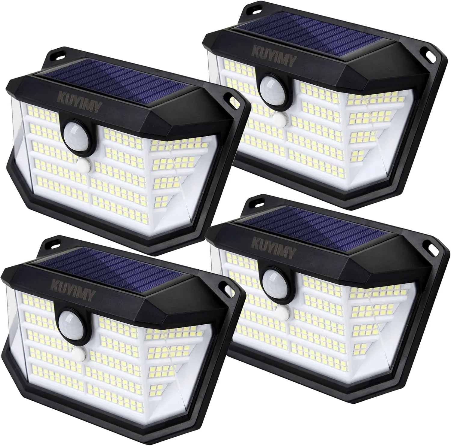 Solar Outdoor Lights, 230 LED with Motion Sensor and 3 Modes, IP65 Waterproof, 270° Wide Angle Light, Easy-to-Install Intelligent Security Wireless Wall Lights for Porch, Garage, Yard(4 Pack)