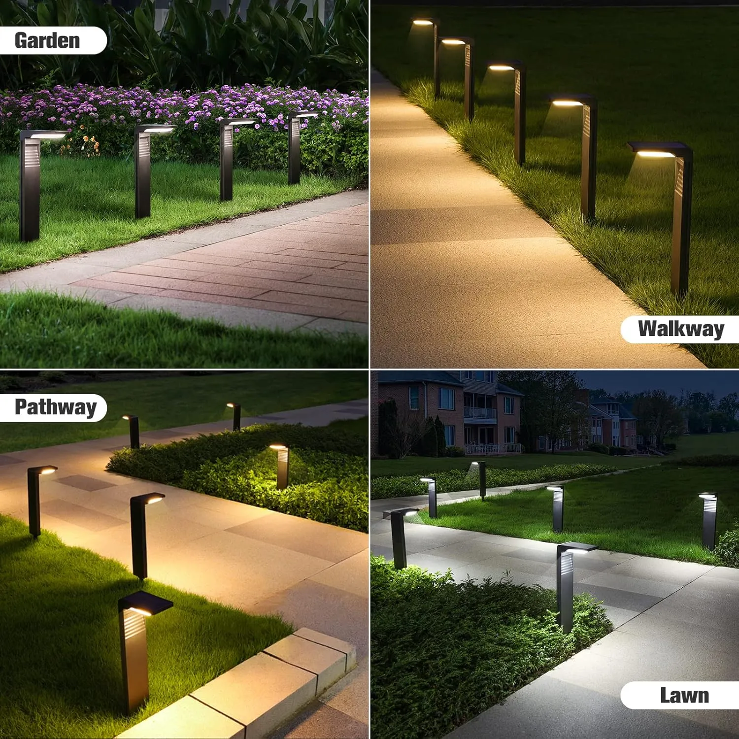 Solar Pathway Lights 6Pack with Warm White and Cool White Mode, Modern Solar Path Lights Outdoor Waterproof, Perfect Solar Lights for Backyard, Lawn, Driveway, Walkway, Garden Decorative.