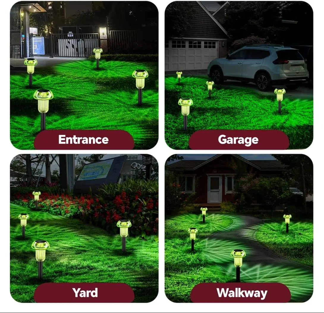 Solar Pathway Lights Outdoor 4 Pack, Green LED Driveway Light Solar Powered, ST Patricks Day Garden Decor, Mushroom SolarLights Outdoor Waterproof for Outside Yard, Sidewalk, Patio, Easter, Christmas