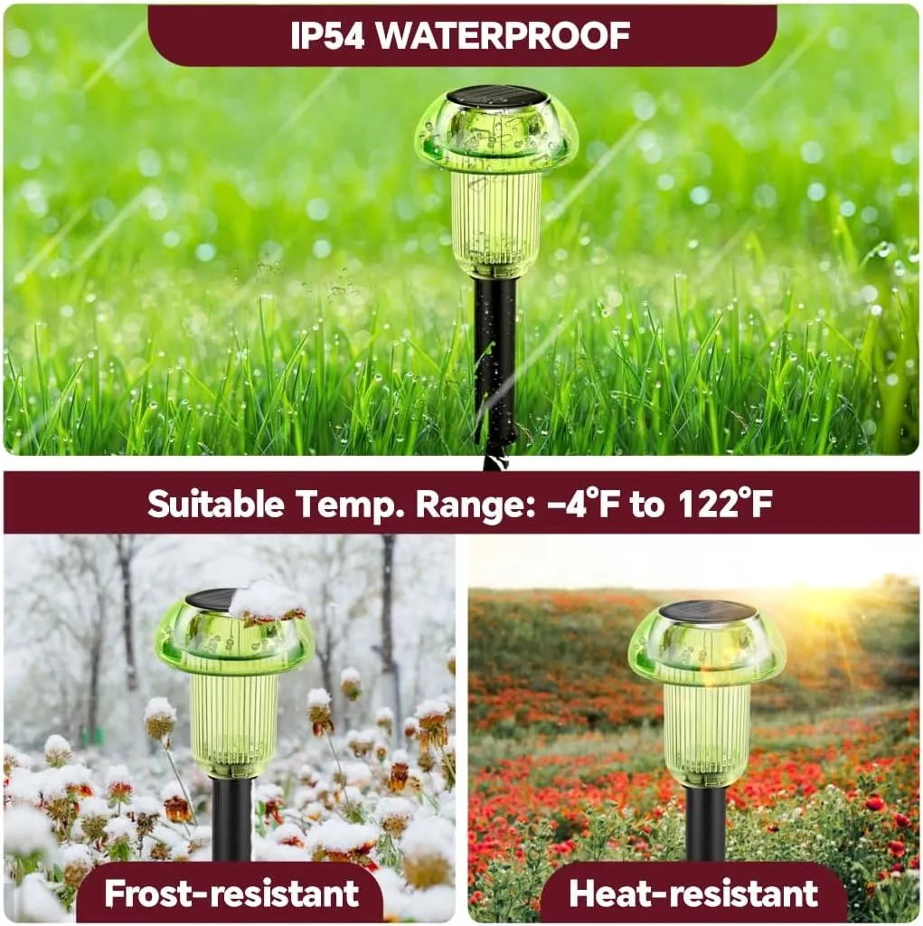 Solar Pathway Lights Outdoor 4 Pack, Green LED Driveway Light Solar Powered, ST Patricks Day Garden Decor, Mushroom SolarLights Outdoor Waterproof for Outside Yard, Sidewalk, Patio, Easter, Christmas