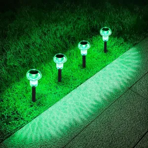 Solar Pathway Lights Outdoor 4 Pack, Green LED Driveway Light Solar Powered, ST Patricks Day Garden Decor, Mushroom SolarLights Outdoor Waterproof for Outside Yard, Sidewalk, Patio, Easter, Christmas