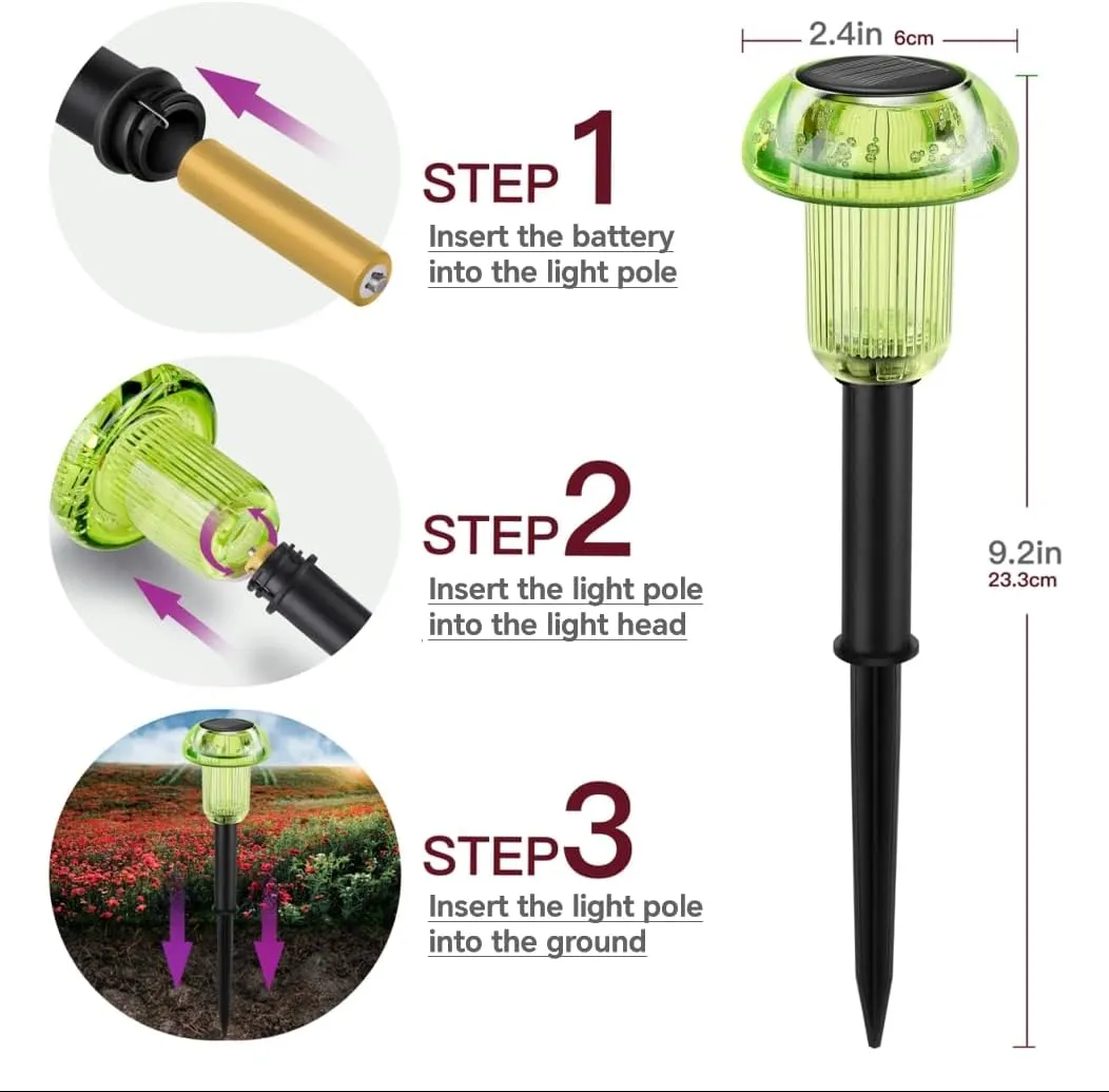 Solar Pathway Lights Outdoor 4 Pack, Green LED Driveway Light Solar Powered, ST Patricks Day Garden Decor, Mushroom SolarLights Outdoor Waterproof for Outside Yard, Sidewalk, Patio, Easter, Christmas