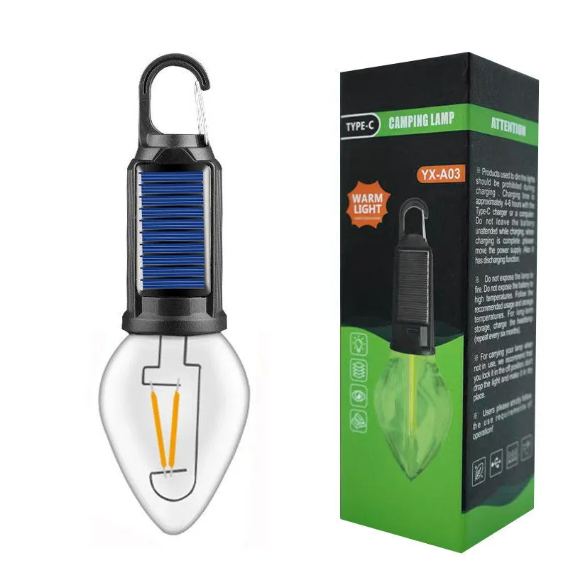 Solar Powered LED Lamp Bulbs USB Charging Camping Light Portable Night Lights Waterproof Garden Outdoor Light Bulbs