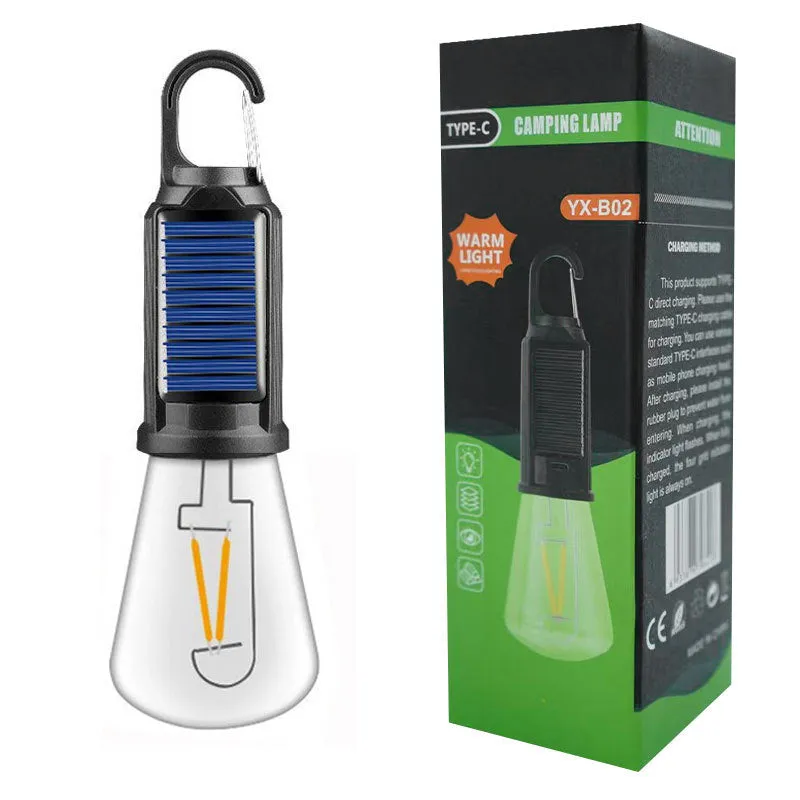 Solar Powered LED Lamp Bulbs USB Charging Camping Light Portable Night Lights Waterproof Garden Outdoor Light Bulbs