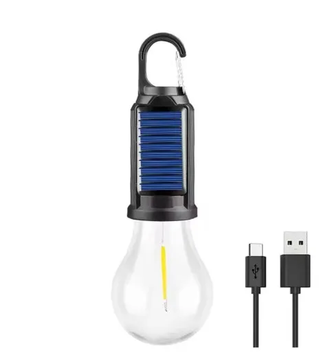 Solar Powered LED Lamp Bulbs USB Charging Camping Light Portable Night Lights Waterproof Garden Outdoor Light Bulbs