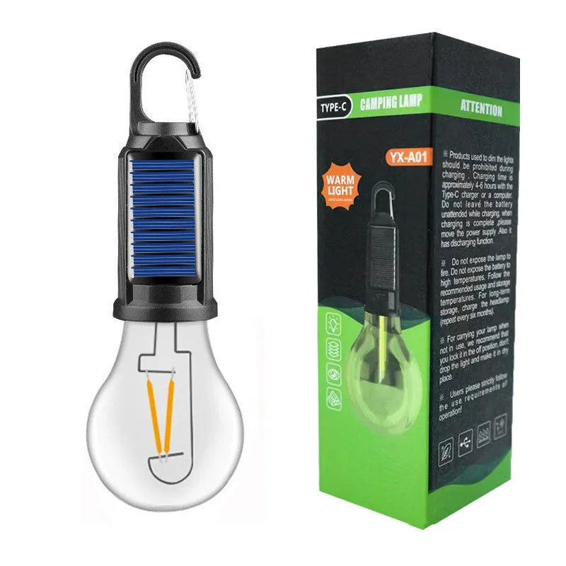 Solar Powered LED Lamp Bulbs USB Charging Camping Light Portable Night Lights Waterproof Garden Outdoor Light Bulbs