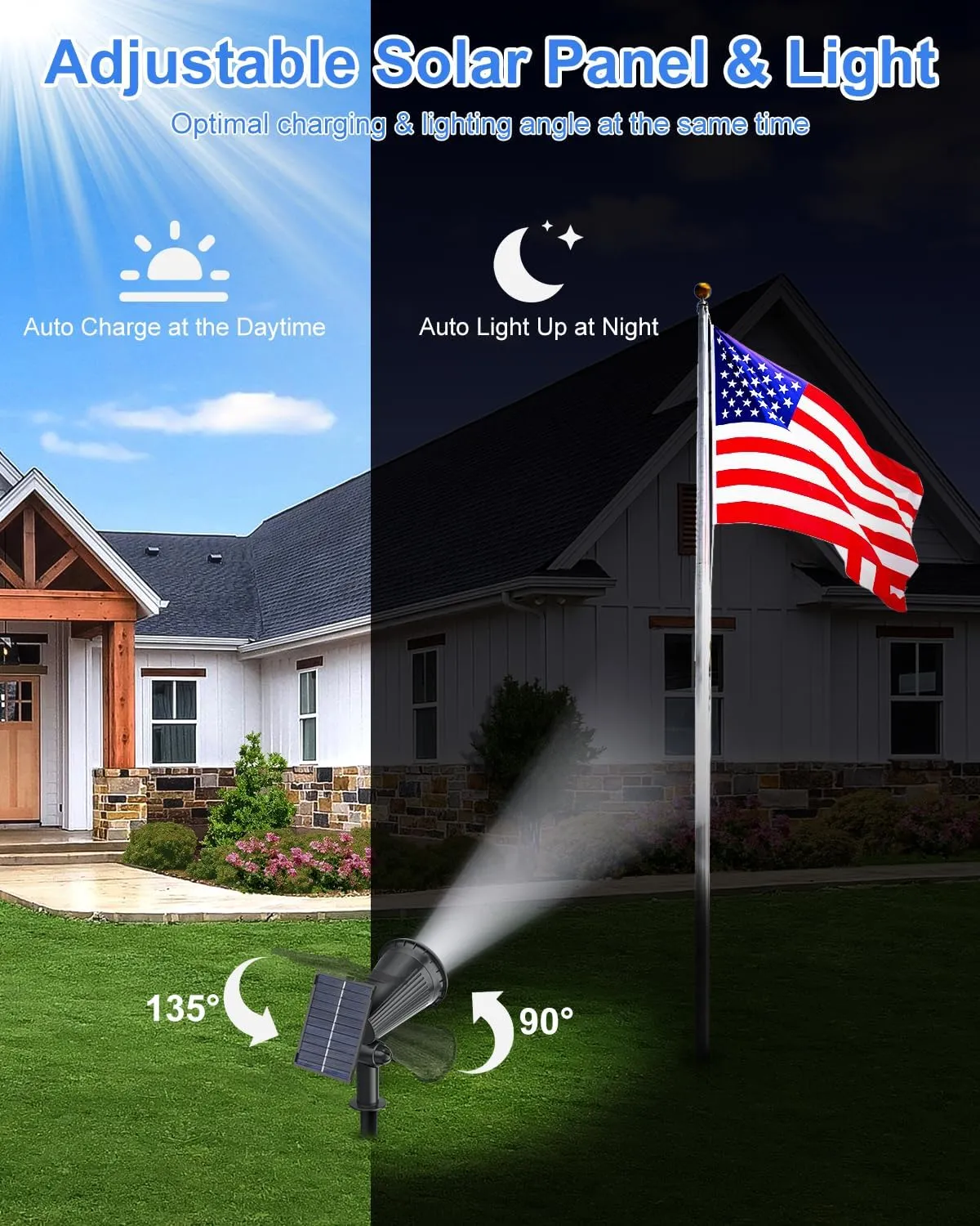 Solar Powered Spotlights Outdoor Waterproof Sunset Spot LED Lights Ultra Bright for Tree, Flag, Lawn, Statue, Pool, Garden, House, Wall, Yard, Path Outdoor Landscape Uplighting 6 Pack Cool White