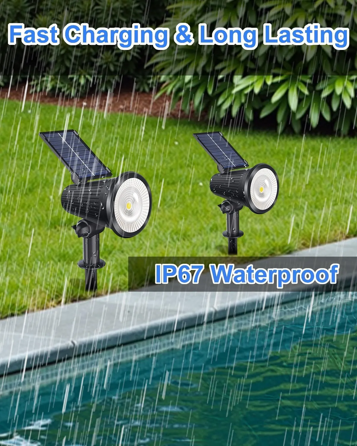 Solar Powered Spotlights Outdoor Waterproof Sunset Spot LED Lights Ultra Bright for Tree, Flag, Lawn, Statue, Pool, Garden, House, Wall, Yard, Path Outdoor Landscape Uplighting 6 Pack Cool White