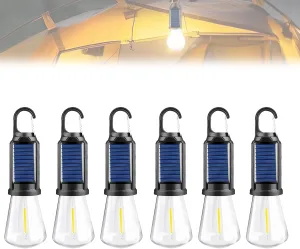Solar Rechargeable Hooked Camping Light, 2025 New 3 Light Modes Adjustable Waterproof Portable Solar Camping Light for Hiking, Party, Camping, Fishing (B, 6pcs)