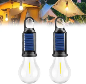 Solar Rechargeable Hooked Camping Light - 2025 New Solar Camp Tent Lights, Waterproof LED Camping Lantern, Outdoor Emergency Hanging Flashlight, Household Tungsten Lights for Hiking Party (5Pcs)