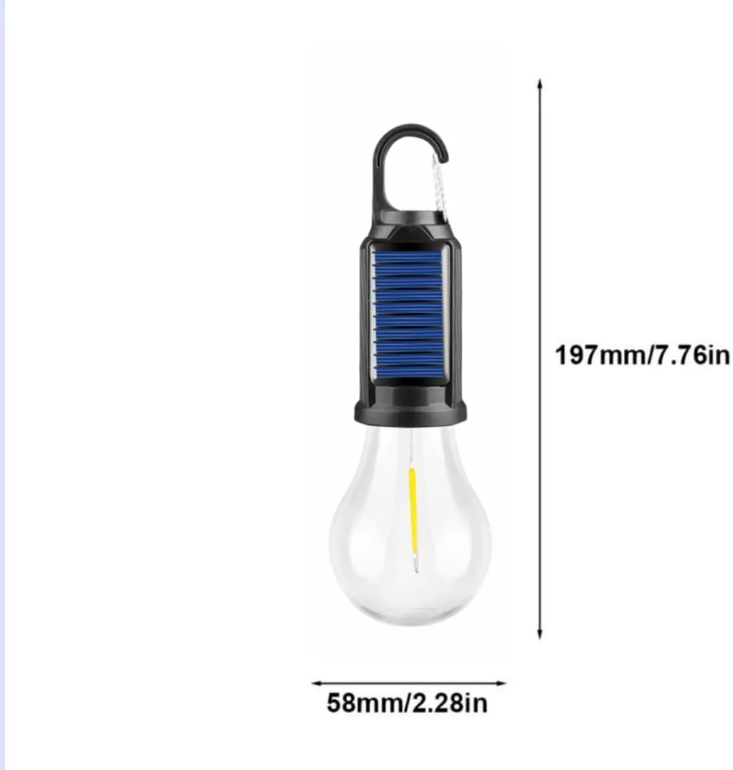 Solar Rechargeable Hooked Camping Light - 2025 New Solar Camp Tent Lights, Waterproof LED Camping Lantern, Outdoor Emergency Hanging Lights Bulbs for Hiking Party (Bulb)