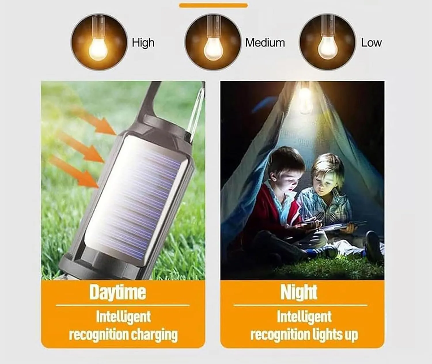 Solar Rechargeable Hooked Camping Light, Multi-Functional Waterproof Solar Tent Lights, USB Rechargeable Led Camping Lantern,Portable Clip Hook Indoor ＆ Outdoor Hanging Lantern (Tapered Style, 4)