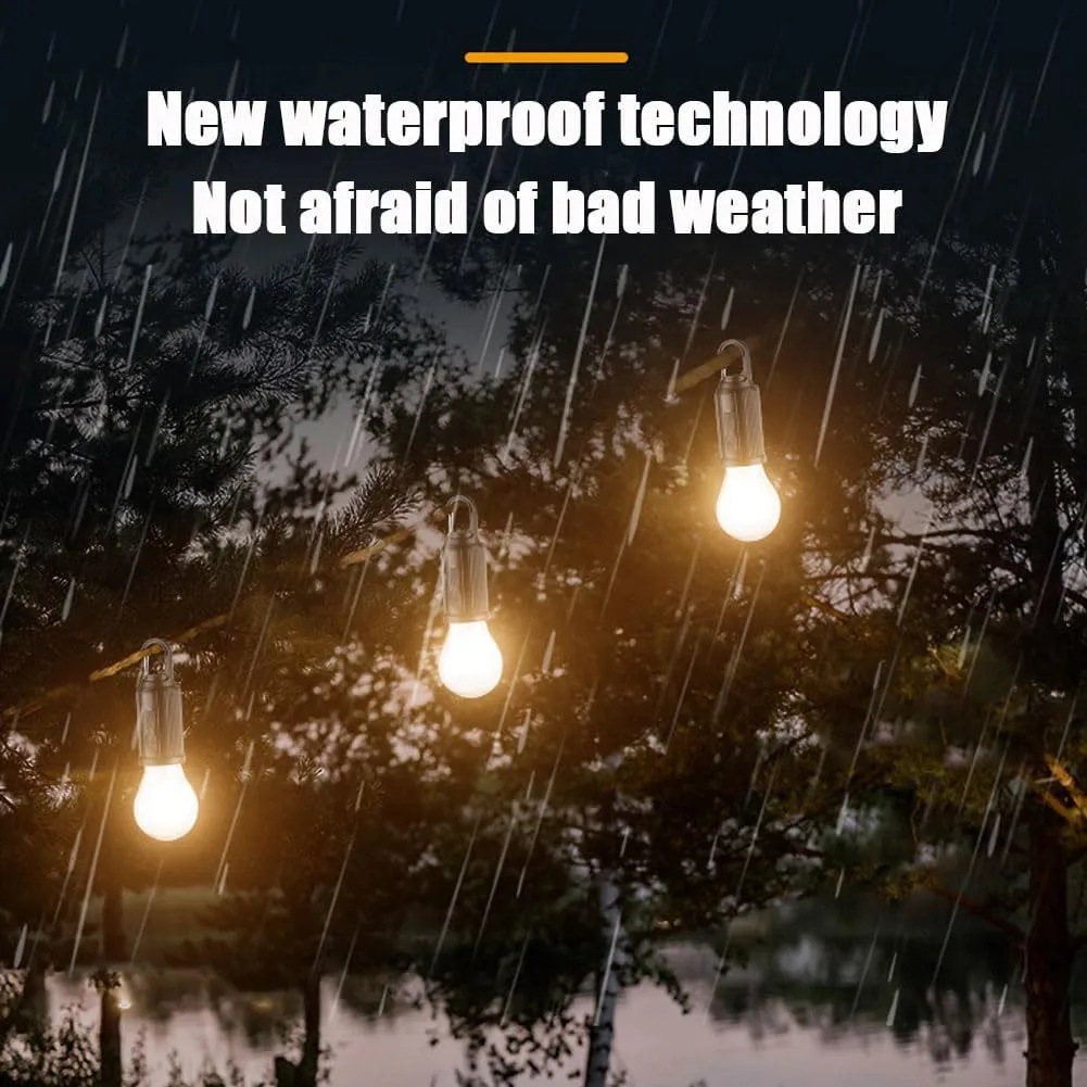 Solar Rechargeable Hooked Camping Light, Outdoor Waterproof Portable LED Camping Lamps for Tent, Solar Camping Light for Hiking, Party, Camping, Fishing (4Sets)