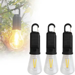 Solar Rechargeable Hooked Camping Light, Solar Tent Lights USB Rechargeable Camping Lights, 3 Light Modes Adjustable Camping Lamps for Hiking, Party, Camping, Fishing (#009*3pcs)