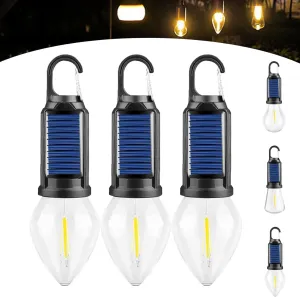 Solar Rechargeable Hooked Camping Light, Solar Tent Lights USB Rechargeable Camping Lights, Portable Tent Lights LED Lamp Waterproof for Camping, Hiking (A 3PCS)