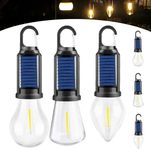 Solar Rechargeable Hooked Camping Light, Solar Tent Lights USB Rechargeable Camping Lights, Portable Tent Lights LED Lamp Waterproof for Camping, Hiking (Mix 3PCS)
