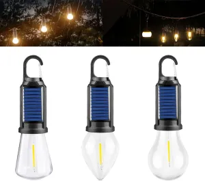 Solar Rechargeable Hooked Camping Light,2025 Vintage Outdoor Tent Ambient Light – Multi-Functional, Waterproof, Portable USB Rechargeable LED Lantern for Camping and Emergency Use (A B C)