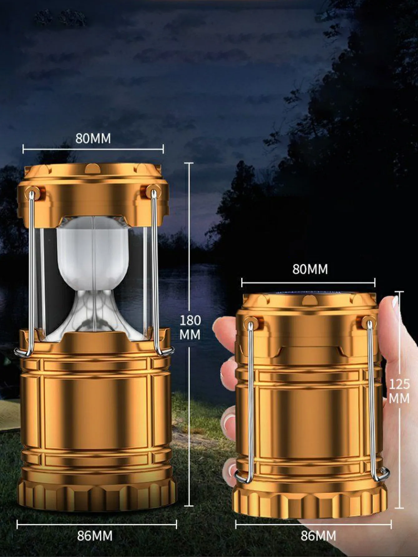 Solar retractable multifunctional camping light