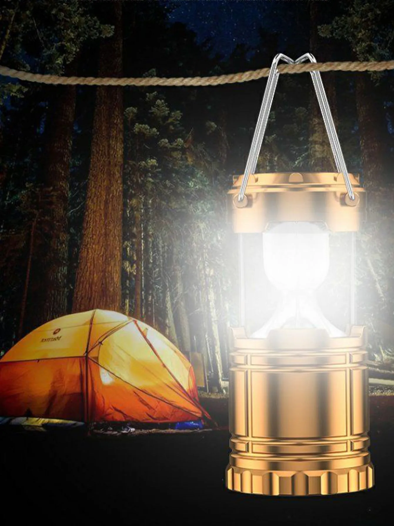 Solar retractable multifunctional camping light