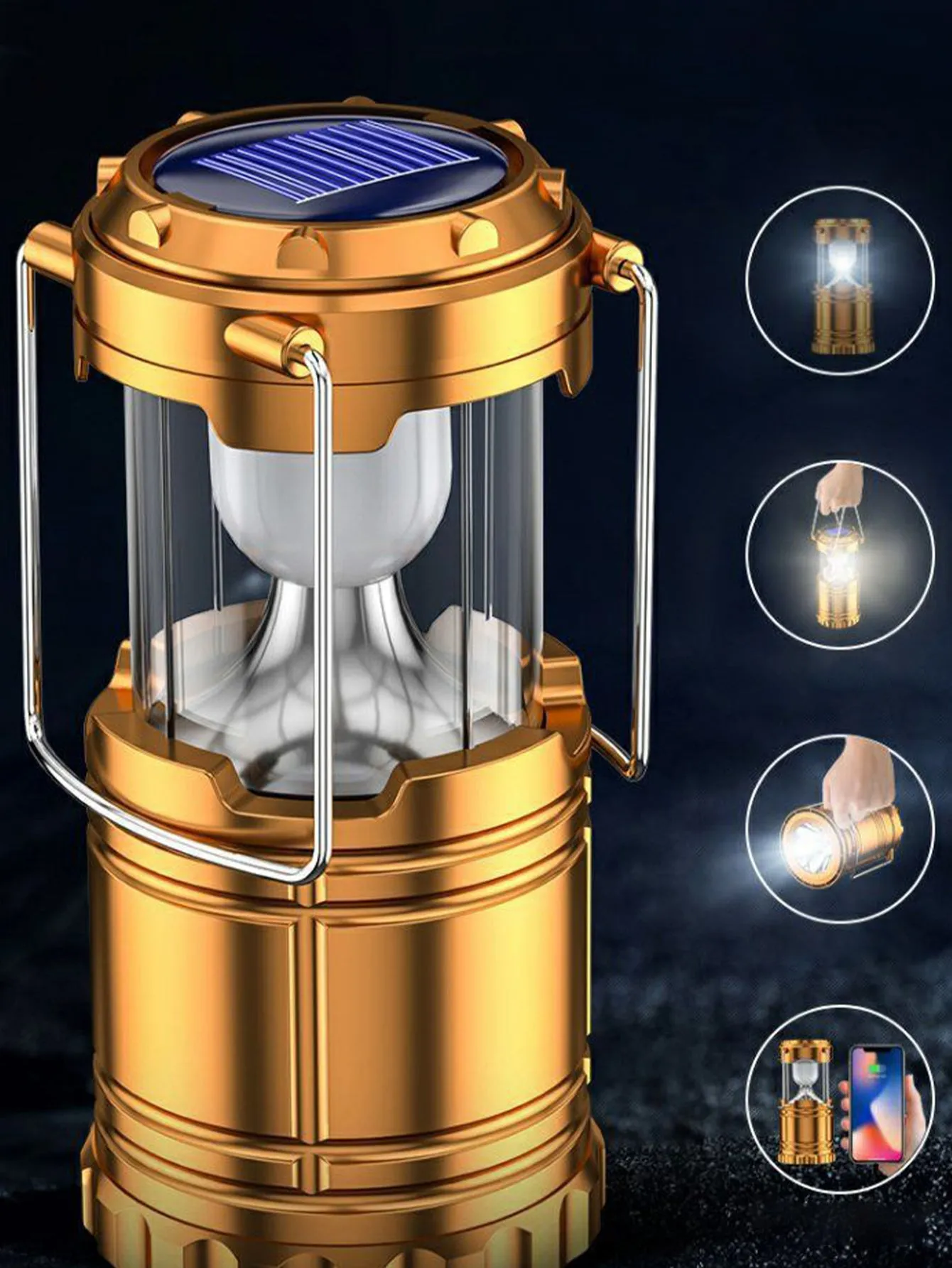 Solar retractable multifunctional camping light