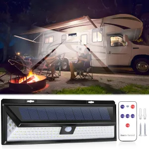 Solar RV Porch Light, 118 LED Solar Flood Light, Motion Sensor RV Exterior Light with 3 Modes IP65 Waterproof for RV Travel, Travel Trailer, Camper, Outdoor, Yard, Wall, Street, Patio