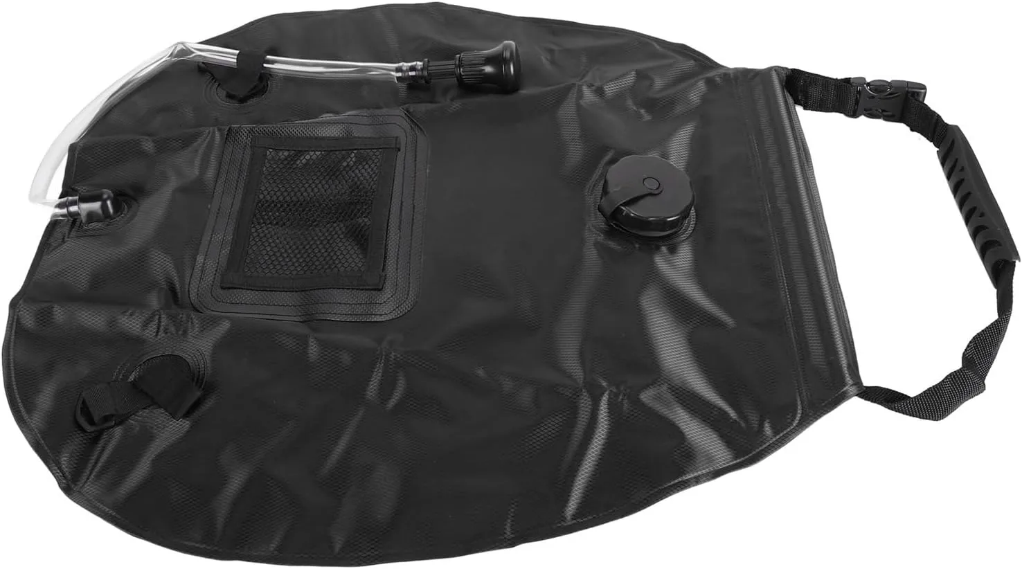 Solar Shower Bag with Handle, Portable Shower Bag Solar Heating for Outdoor Camping Hiking Beach, Back Thermometer Included (Red)(Black)
