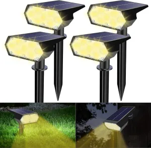 Solar Spot Light Outdoor, 49 LED Lights for Outside, 2 Modes Solar Powered Spotlights, Waterproof Pathway Light for Garden Yard Walkway Driveway Landscape Decorations (4 Pack-Warm White)