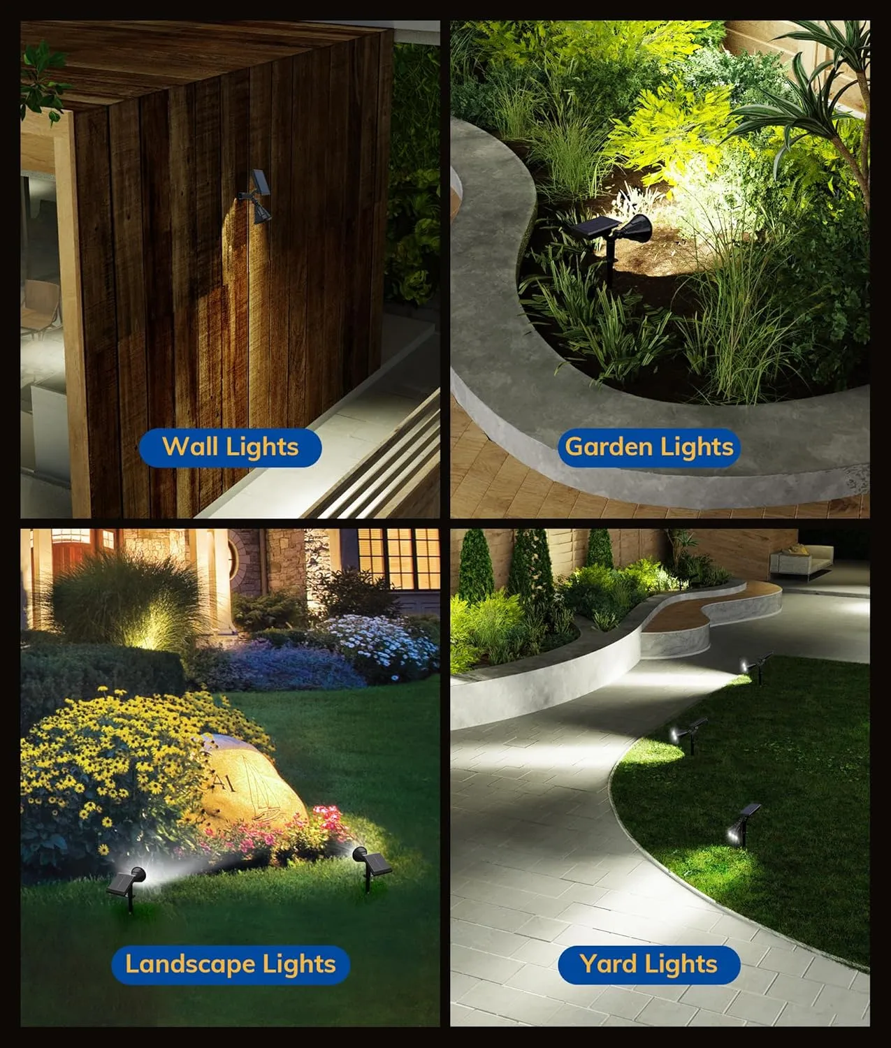 Solar Spot Lights for Outside, 21 LED Outdoor Solar Lights for Yard, 4 Pack Solar Spotlights Waterproof Auto On/Off for Landscape, Wall, Garden, Pool, Tree, Pathway and Driveway(White)