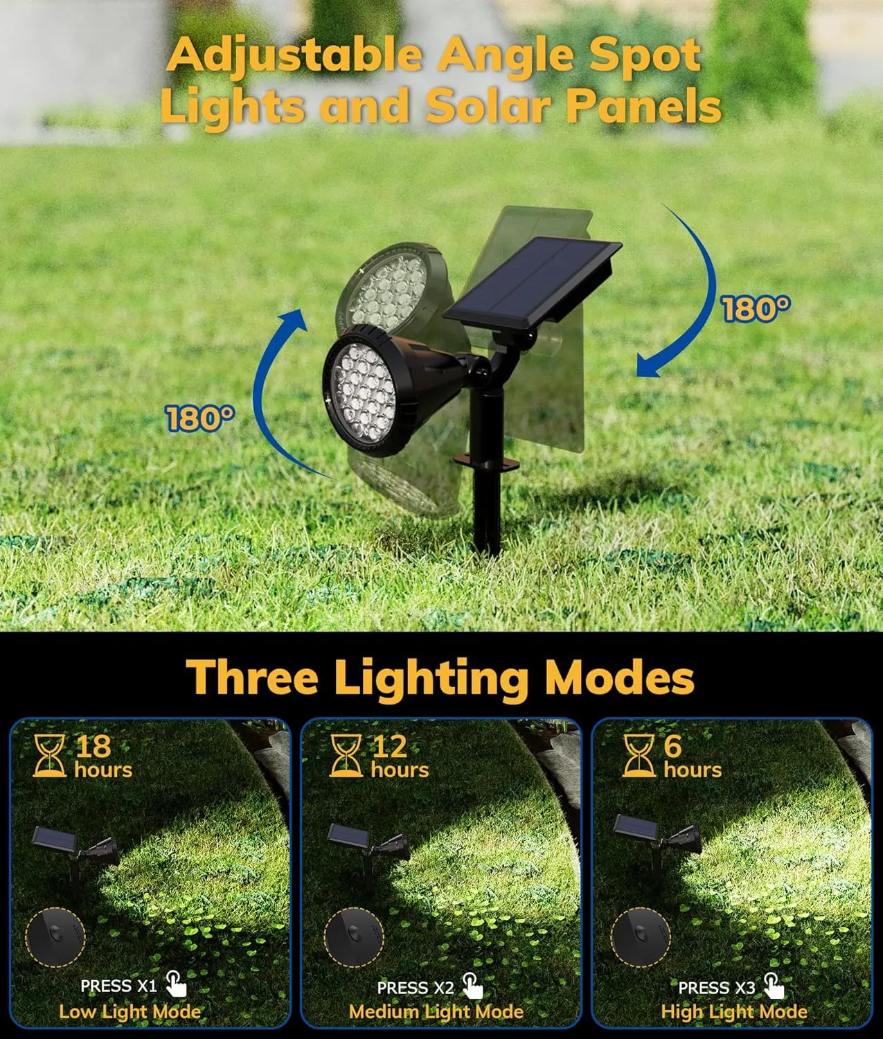 Solar Spot Lights for Outside, 21 LED Outdoor Solar Lights for Yard, 4 Pack Solar Spotlights Waterproof Auto On/Off for Landscape, Wall, Garden, Pool, Tree, Pathway and Driveway(White)