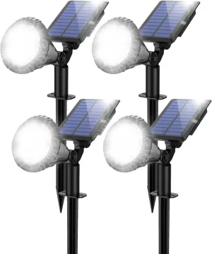 Solar Spot Lights for Outside, 21 LED Outdoor Solar Lights for Yard, 4 Pack Solar Spotlights Waterproof Auto On/Off for Landscape, Wall, Garden, Pool, Tree, Pathway and Driveway(White)