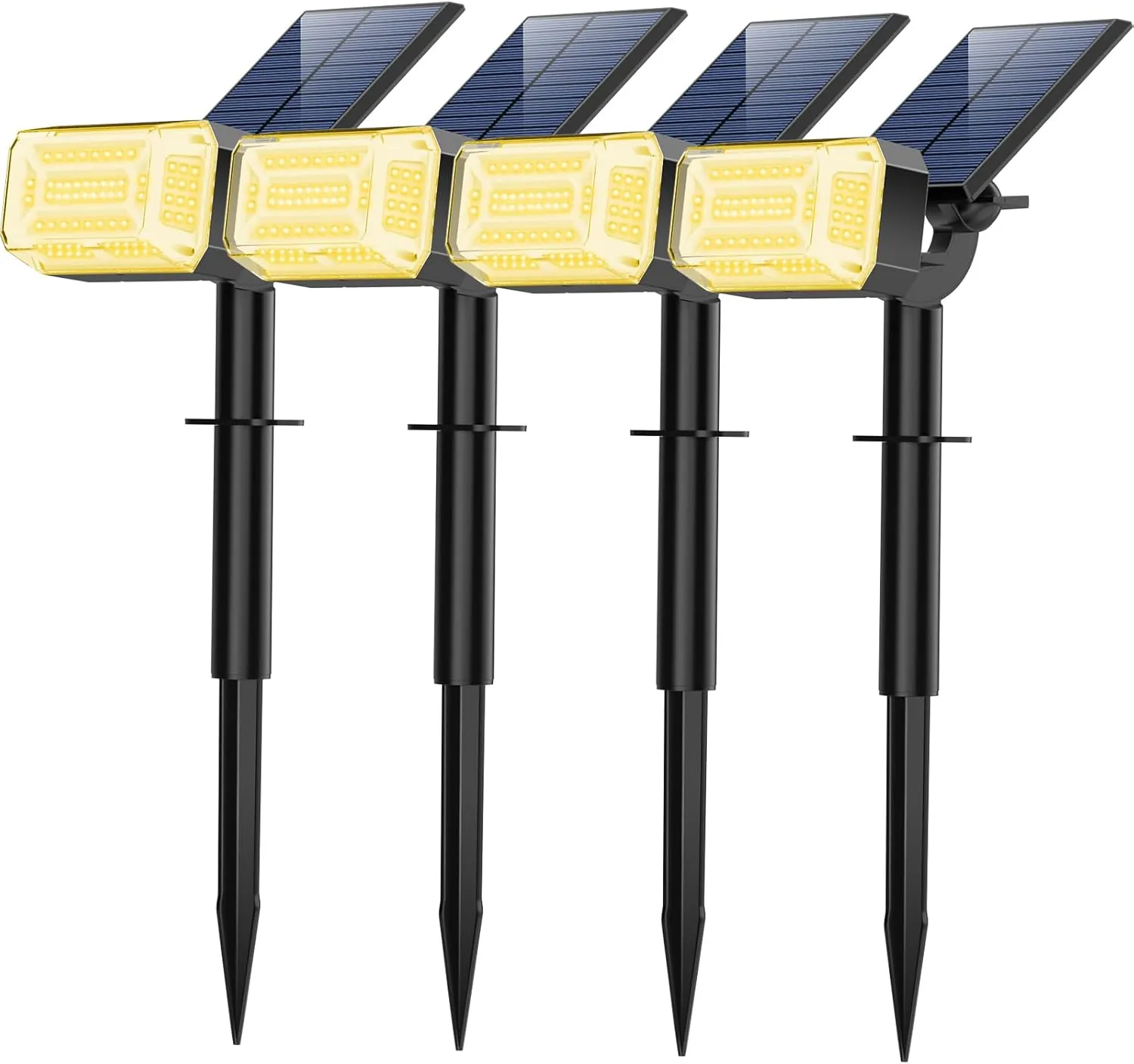 Solar Spot Lights Outdoor, 102 LED Solar Garden Yard Spotlight Waterproof Landscape Flood Powered Lights with Adjustable Light & Panel, 4 Lighting Modes for Pathway Driveway, 4 Pack(Warm White)