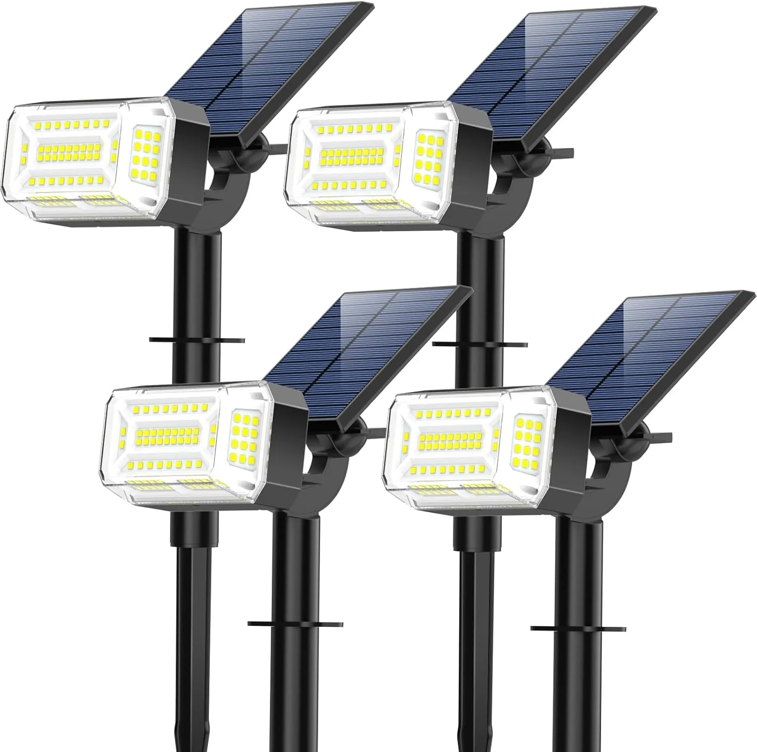 Solar Spot Lights Outdoor, 102 LED Solar Garden Yard Spotlight Waterproof Landscape Flood Powered Lights with Adjustable Light & Panel, 4 Lighting Modes for Walkway Driveway, 4 Pack(Cool White)