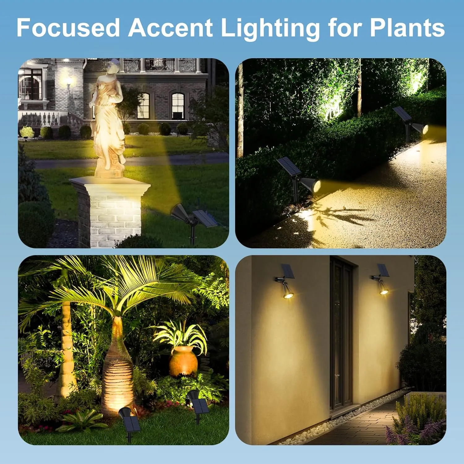 Solar Spot Lights Outdoor, 4 Modes/6 Pack Solar Spotlights Waterproof, 180° Adjustable Powered Landscape Lights, Outdoor Solar Lights for Yard Garden Pathway Flag Tree Wall Statue Warm White