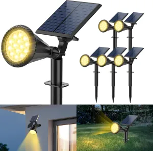 Solar Spot Lights Outdoor, 4 Modes/6 Pack Solar Spotlights Waterproof, 180° Adjustable Powered Landscape Lights, Outdoor Solar Lights for Yard Garden Pathway Flag Tree Wall Statue Warm White