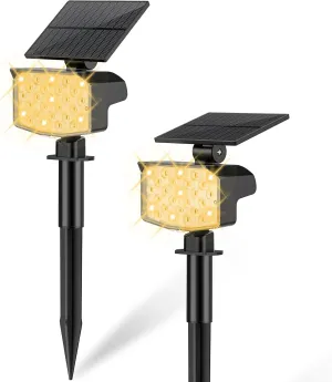 Solar Spot Lights Outdoor Waterproof Adjustable Solar Powered Landscape Lights for Yard 3 Long Time Lighting Modes Spotlights for Pathway Garden Outside Wall Pool Porch- 2 Pack, Warm White