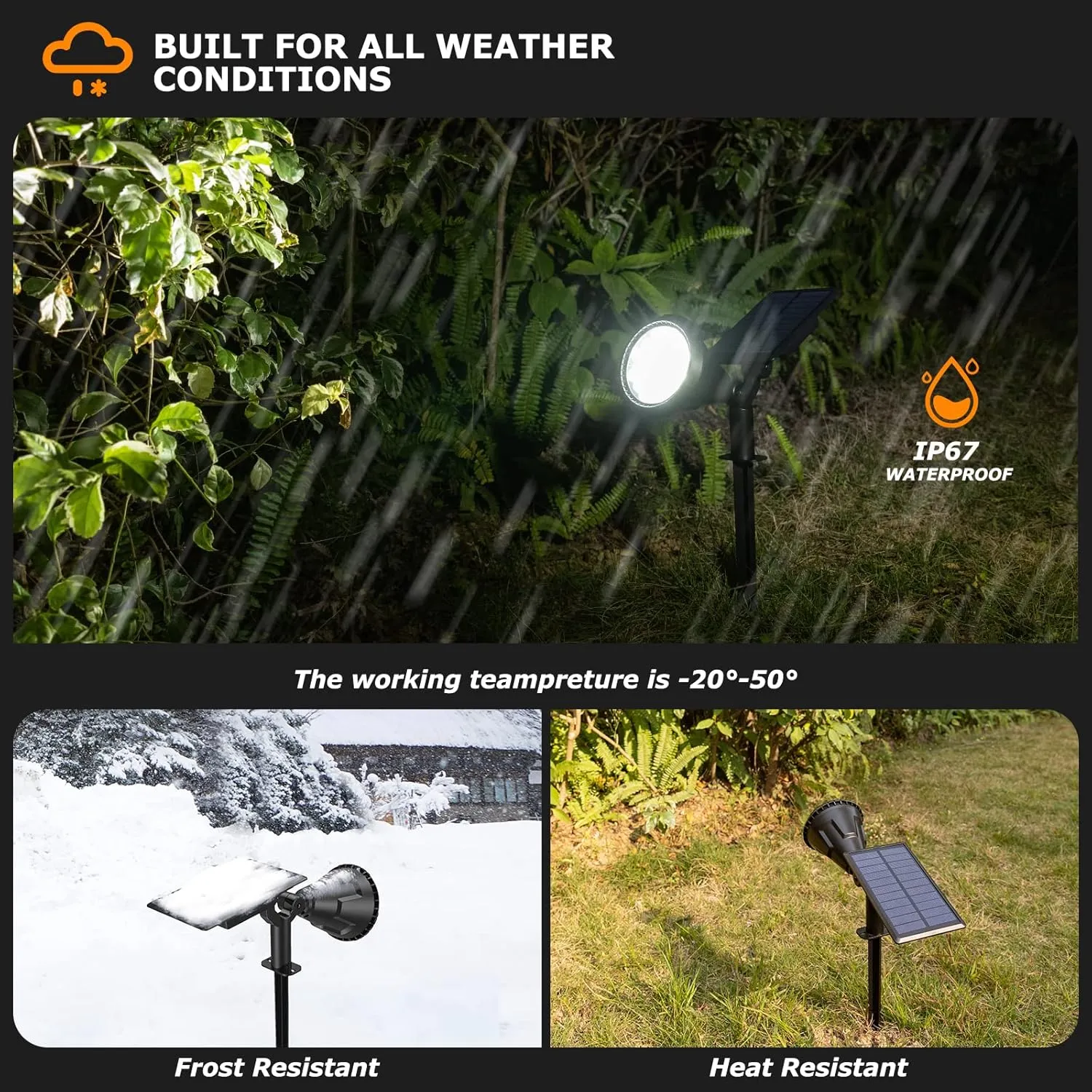 Solar Spot Lights Outdoor,21 LEDs Solar Outdoor Lights Auto On/Off with 3 Modes,IP67 Solar Yard Spotlight Landscape Lighting Garden Wall Lights,2-in-1 Solar Powered Lights,2Pack,Cool White