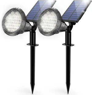 Solar Spot Lights Outdoor,21 LEDs Solar Outdoor Lights Auto On/Off with 3 Modes,IP67 Solar Yard Spotlight Landscape Lighting Garden Wall Lights,2-in-1 Solar Powered Lights,2Pack,Cool White